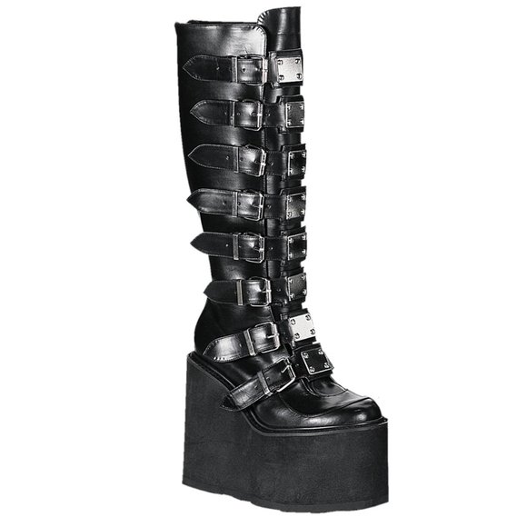 Demonia Swing 815 Black Vegan Leather Platform Boots